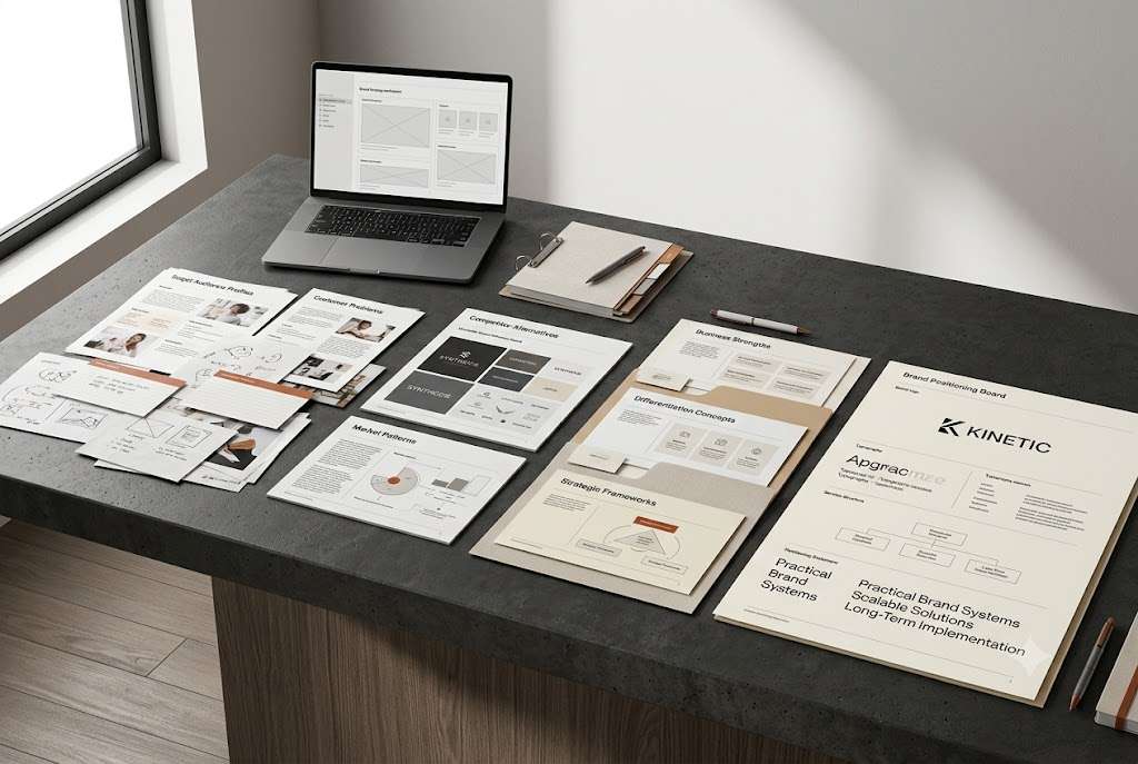 Competitive positioning framework turning audience, competitor, and market research into a clear brand position