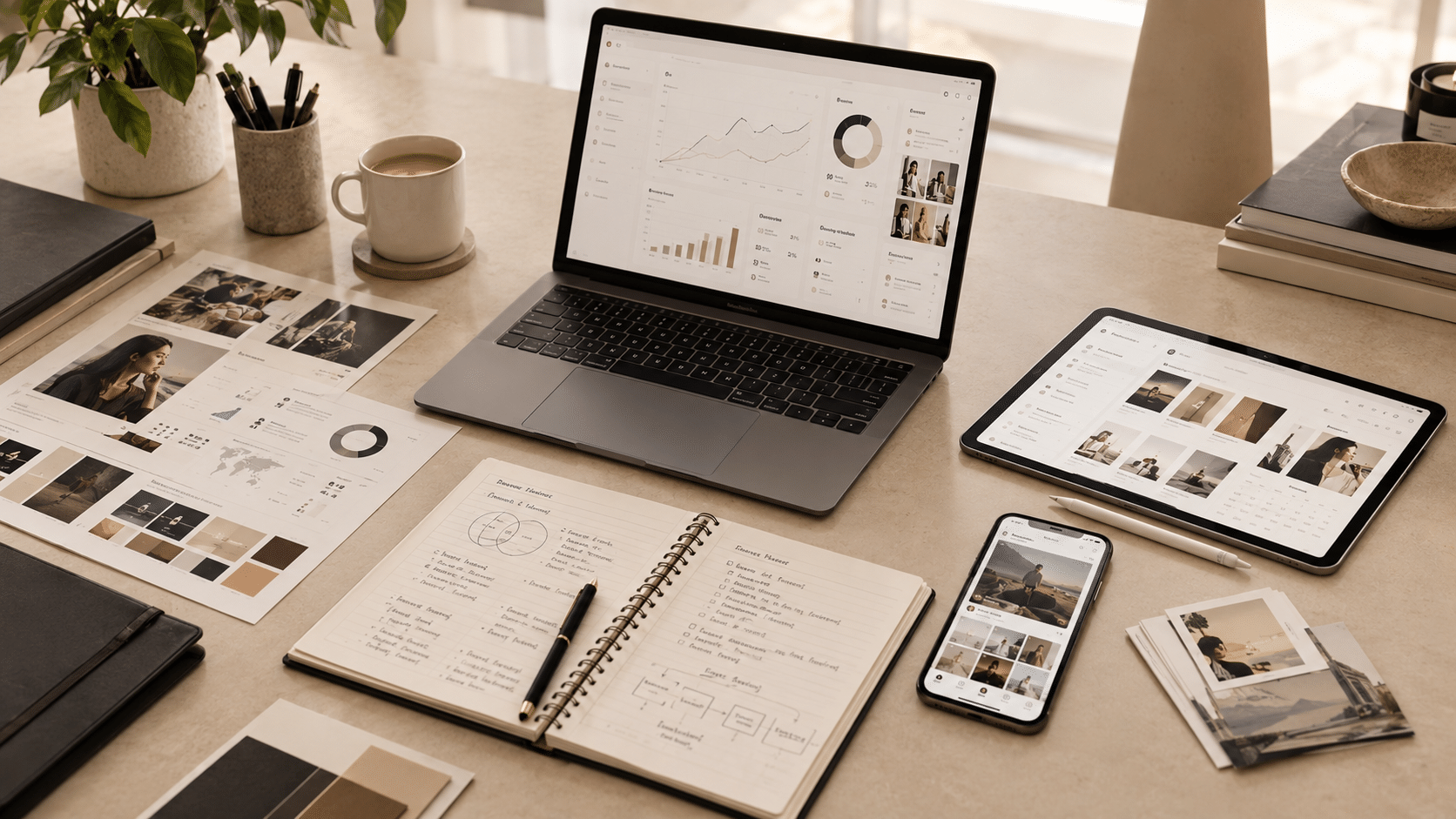 AI-assisted marketing workflow from audience research to content and analytics
