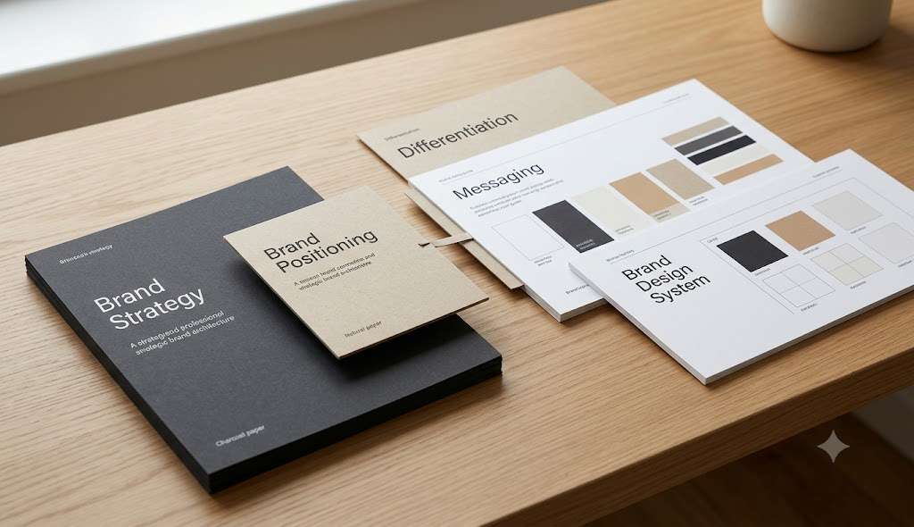 Consistent brand design system across website social media and presentations